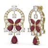 Image 2 : 17.33 ctw Ruby & Diamond Earrings 18K Yellow Gold