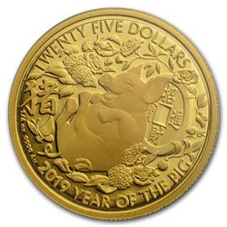 2019 Australia 1/4 oz Proof Gold Year of the Pig