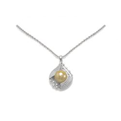 1.15 ctw Diamond & Pearl Necklace 18K White Gold