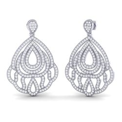 3 ctw Micro Pave VS/SI Diamond Earrings Designer 18k White Gold