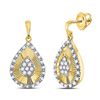 Image 1 : 10kt Yellow Gold Round Diamond Teardrop Dangle Earrings 1/3 Cttw