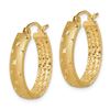 Image 2 : 14k Yellow Gold Polished & Diamond-cut Hoop Earrings - 20 mm