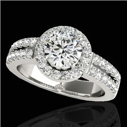 1.5 ctw Certified Diamond Solitaire Halo Ring 10k White Gold