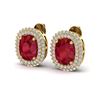 Image 1 : 6.30 ctw Ruby & Micro Pave VS/SI Diamond Earrings 18k Yellow Gold