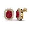 Image 2 : 6.30 ctw Ruby & Micro Pave VS/SI Diamond Earrings 18k Yellow Gold