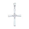 Image 1 : 14kt White Gold Round Diamond Cluster Small Cross Religious Pendant 1/20 Cttw