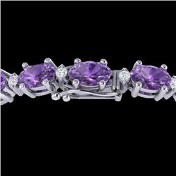 25.8 ctw Amethyst & VS/SI Diamond Eternity Bracelet 10k White Gold