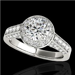 1.8 ctw Certified Diamond Solitaire Halo Ring 10k White Gold