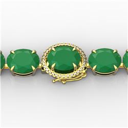 76 ctw Emerald & Micro Pave Diamond Bracelet 14k Yellow Gold