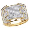 Image 1 : 10kt Yellow Gold Mens Round Diamond Arched Square Cluster Ring 5/8 Cttw