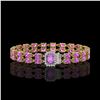 Image 1 : 13.83 ctw Amethyst & Diamond Bracelet 14K Yellow Gold