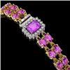 Image 2 : 13.83 ctw Amethyst & Diamond Bracelet 14K Yellow Gold