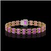 Image 3 : 13.83 ctw Amethyst & Diamond Bracelet 14K Yellow Gold