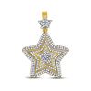 Image 1 : 10kt Yellow Gold Mens Round Diamond Concentric Star Charm Pendant 1-3/4 Cttw