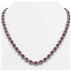 Image 1 : 26.38 ctw Ruby & Diamond Micro Pave Halo Necklace 10k White Gold