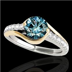 1.25 ctw SI Certified Blue Diamond Solitaire Ring 10k 2Tone Gold