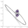 Image 2 : 14k White Gold Amethyst Pyramid Bangle - 7 in.