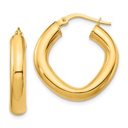 14k Yellow Gold Small Thick Square Hoop Earrings - 2x4 mm