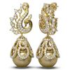 Image 2 : 3.13 ctw Diamond & Pearl Earrings 18K Yellow Gold