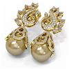 Image 3 : 3.13 ctw Diamond & Pearl Earrings 18K Yellow Gold
