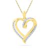 Image 1 : 10kt Yellow Gold Round Diamond Heart Pendant 1/10 Cttw