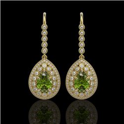 9.95 ctw Tourmaline & Diamond Victorian Earrings 14K Yellow Gold