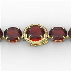 65 ctw Garnet & Micro VS/SI Diamond Designer Bracelet 14k Yellow Gold
