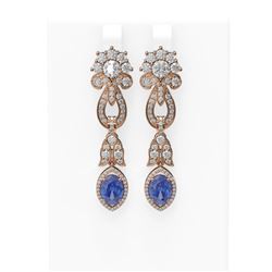 8.14 ctw Tanzanite & Diamond Earrings 18K Rose Gold