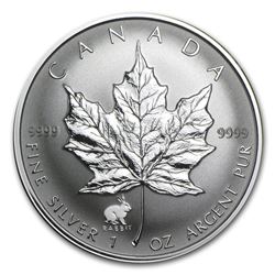 1999 Canada 1 oz Silver Maple Leaf Lunar Rabbit Privy