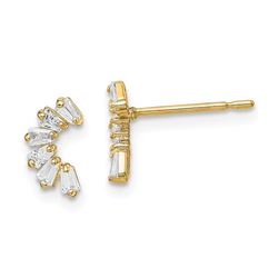 14k Yellow Gold Cubic Zirconia Arch Post Earrings