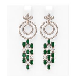 11.72 ctw Emerald & Diamond Earrings 18K Rose Gold