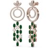 Image 2 : 11.72 ctw Emerald & Diamond Earrings 18K Rose Gold