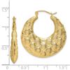 Image 2 : 14k Yellow Gold Polished Textured Hoop Earrings - 35 mm