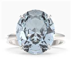 9 ctw Aquamarine Designer Solitaire Engagment Ring 18k White Gold
