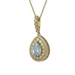 3.77 ctw Aquamarine & Diamond Victorian Necklace 14K Yellow Gold