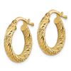 Image 2 : 14k Yellow Gold Diamond-cut Round Hoop Earrings - 10 mm