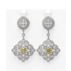 6.48 ctw Fancy Yellow Diamond Earrings 18K White Gold