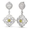 Image 2 : 6.48 ctw Fancy Yellow Diamond Earrings 18K White Gold
