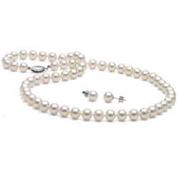 White Akoya Pearl 2-Piece Necklace and Earring Set, 6.5-7.0mm