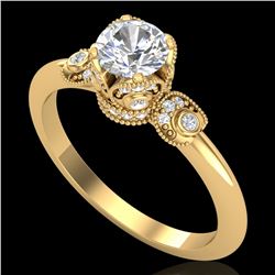 1 ctw VS/SI Diamond Solitaire Art Deco Ring 18k Yellow Gold