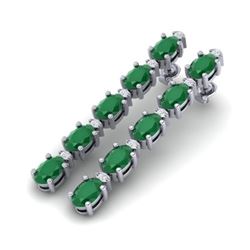 12.36 ctw Emerald & VS/SI Certified Diamond Tennis Earrings 10k White Gold