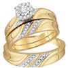 Image 1 : 10kt Yellow Gold His & Hers Round Diamond Solitaire Matching Bridal Wedding Ring Band Set 1/3 Cttw