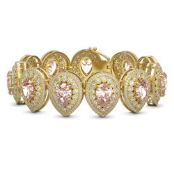 47.64 ctw Morganite & Diamond Victorian Bracelet 14K Yellow Gold