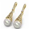 Image 3 : 1.84 ctw Diamond & Pearl Earrings 18K Yellow Gold