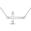 Image 1 : Sterling Silver Round Diamond Horizontal Cross Necklace 1/20 Cttw
