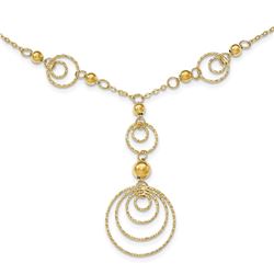 14k Gold Textured Circles w/Polished Beads Necklace