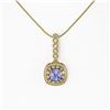 Image 2 : 2.6 ctw Tanzanite & Diamond Victorian Necklace 14K Yellow Gold