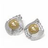 Image 3 : 2.3 ctw Diamond & Pearl Earrings 18K White Gold
