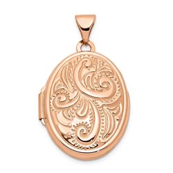 14k Rose Gold Domed Oval Locket - 21 mm