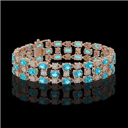 25.07 ctw Swiss Topaz & Diamond Bracelet 10K Rose Gold